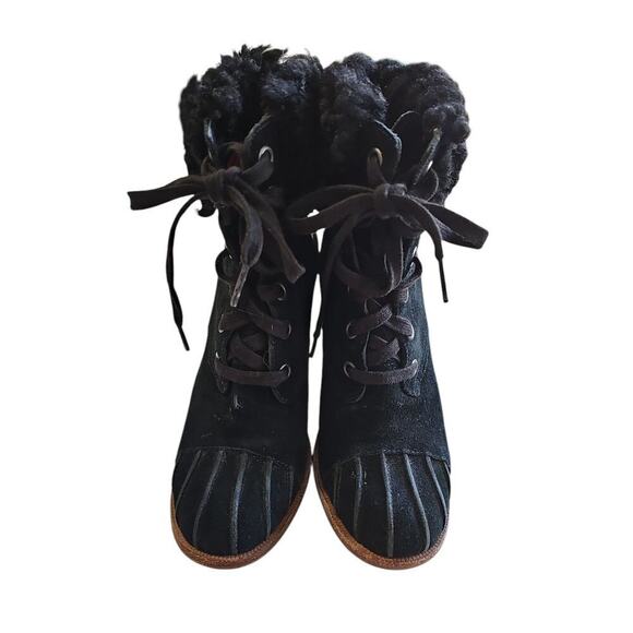 UGG Jaxon Cuffed Lace Up Heeled Ankle Booties Black Size 8 - Picture 2 of 7